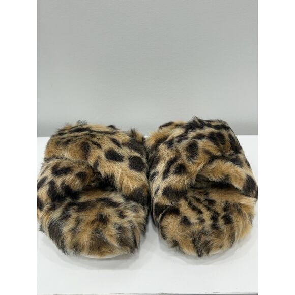 Diba True Cay Lee Size 6 Fuzzy Leopard Slipper Sandals Comfort New in Box - Picture 2 of 7